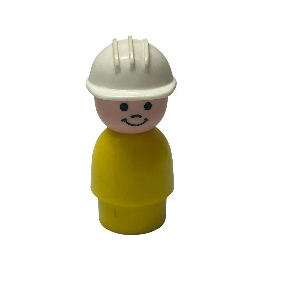 Vintage Fisher Price LITTLE PEOPLE Jumbo 3in Construction Worker